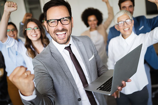 Happy employees photo.